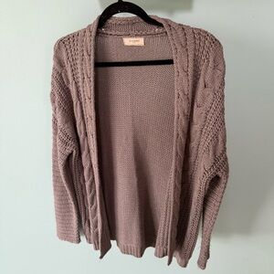 No Comment Cozy Knit Open-Front Cable Knit Cardigan Sweater Size Medium